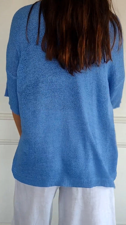 AuraLuxe V-Neck Knit Top
